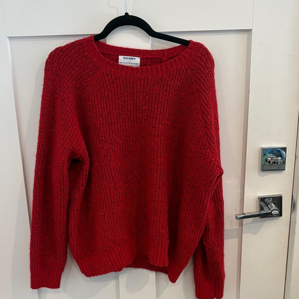 Old Navy Women's Bold Red Crew Neck Sweater
